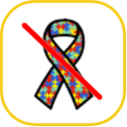 Standard pathway image of autism ribbon and a line across