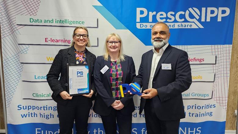 Pictured (L-R): Stef Atzori – Care Home Pharmacy Technician, Susan Watkins, Chief Pharmacist and, Jasvir Dhillon, Lead Pharmacist